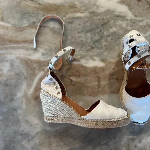 Maypol Made in Spain Leather Studded Wedge Espadrille - Picture 4 of 14